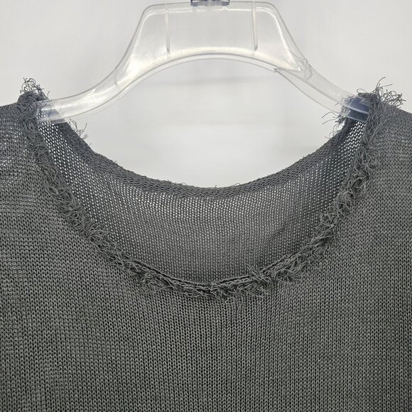 Distressed Mesh Knit Shirt Women Medium Green Short Sleeve Sheer Grunge Punk Tee - Picture 3 of 13